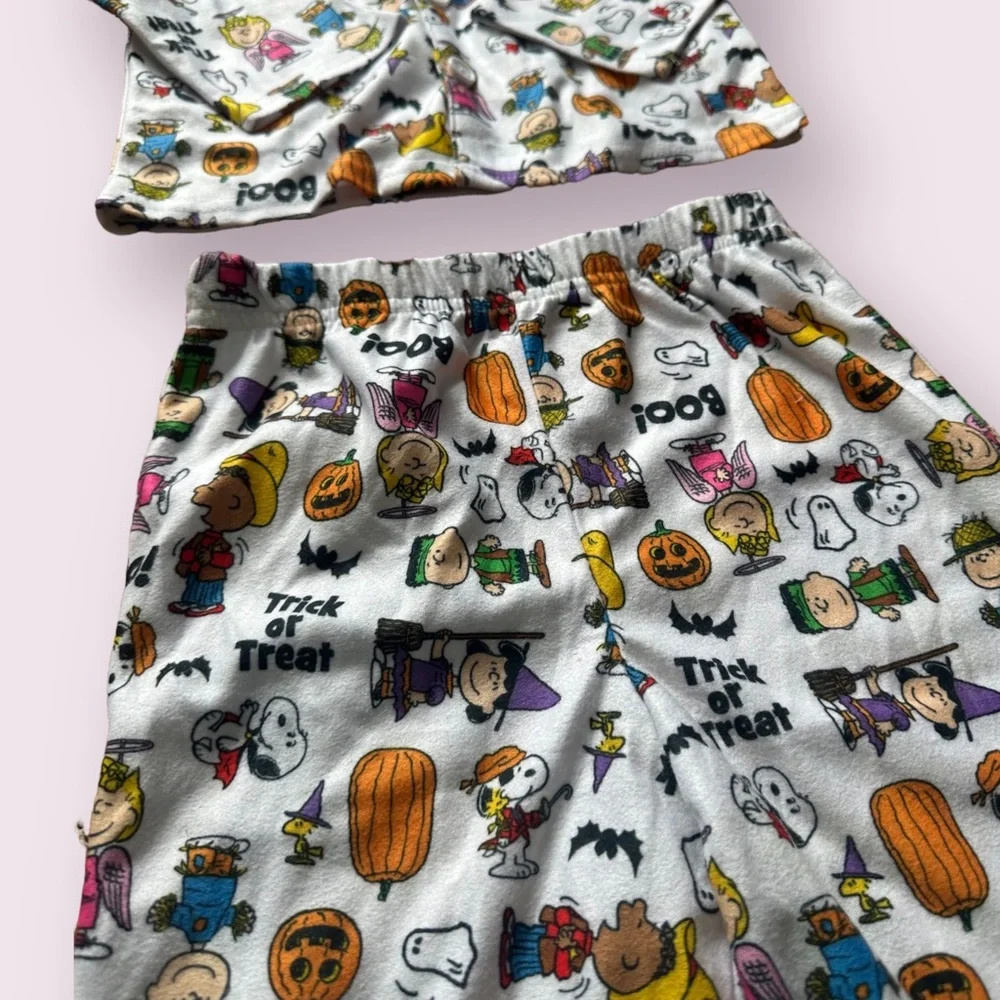 Toddler Peanuts Charlie Brown Halloween Theme Fleece Pajama Set Size 3T - Picture 7 of 11